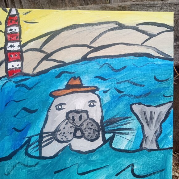 Folk Art Seal Painting - Picture 4 of 11